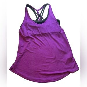 Old Navy Active Ladies Workout Tank Top Go Dry Purple /Black Built-In Bra Size S
